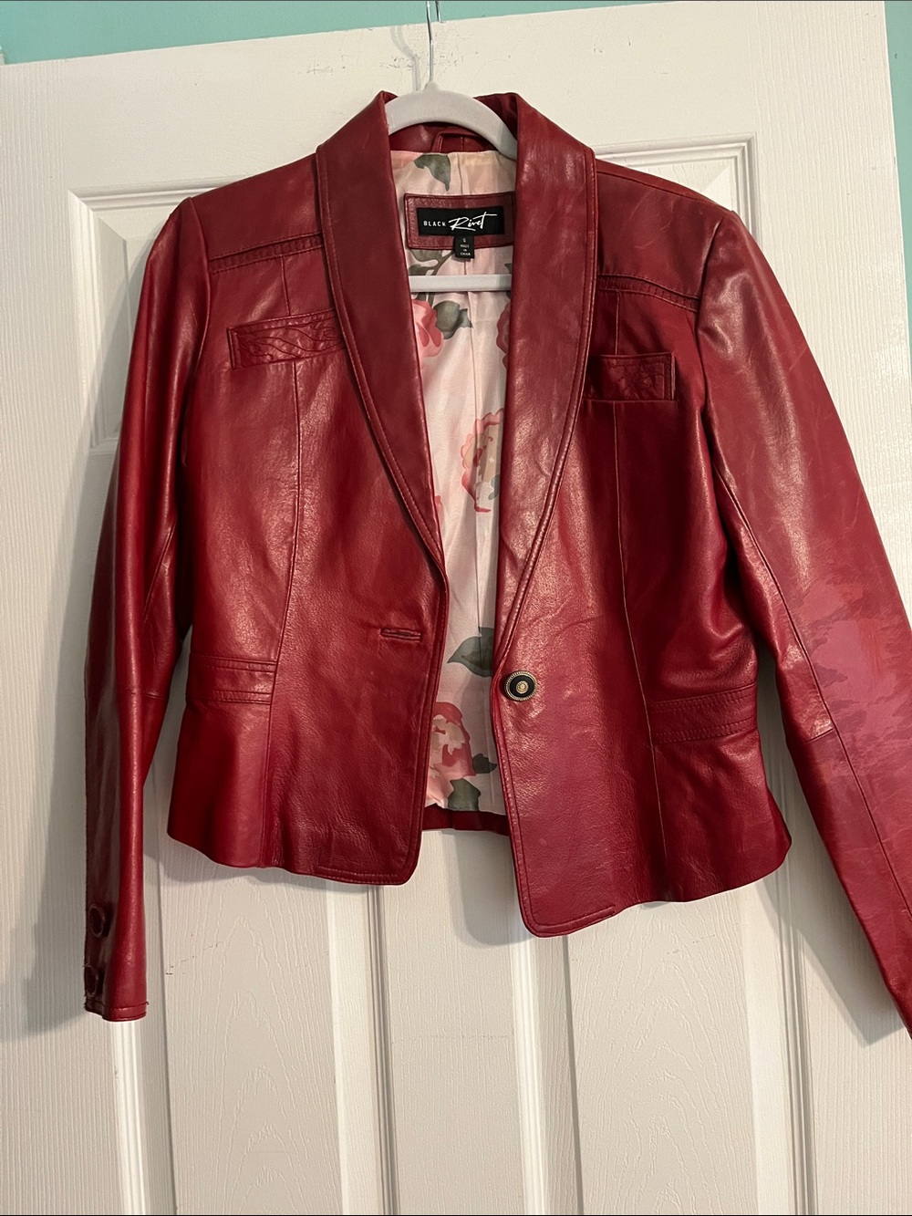 Black Rivet Red Leather Blazer Jacket